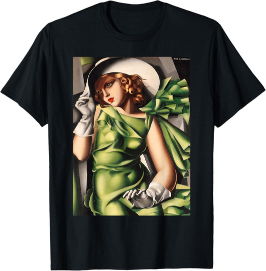 Young Lady With Gloves Painting by Lempicka T-Shirt - T-Shirt | Black