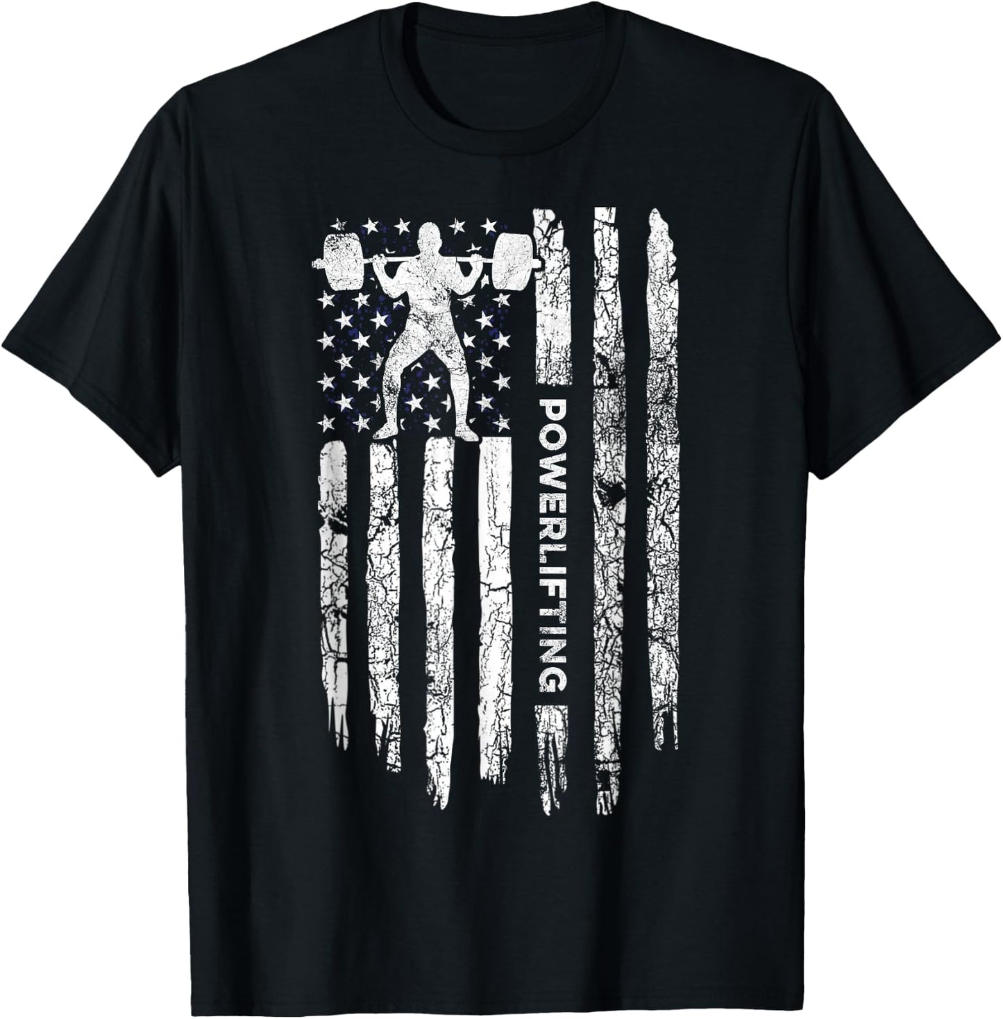Patriotic Power Lifter Gym Funny American Flag Powerlifting T-Shirt - T-Shirt | Black