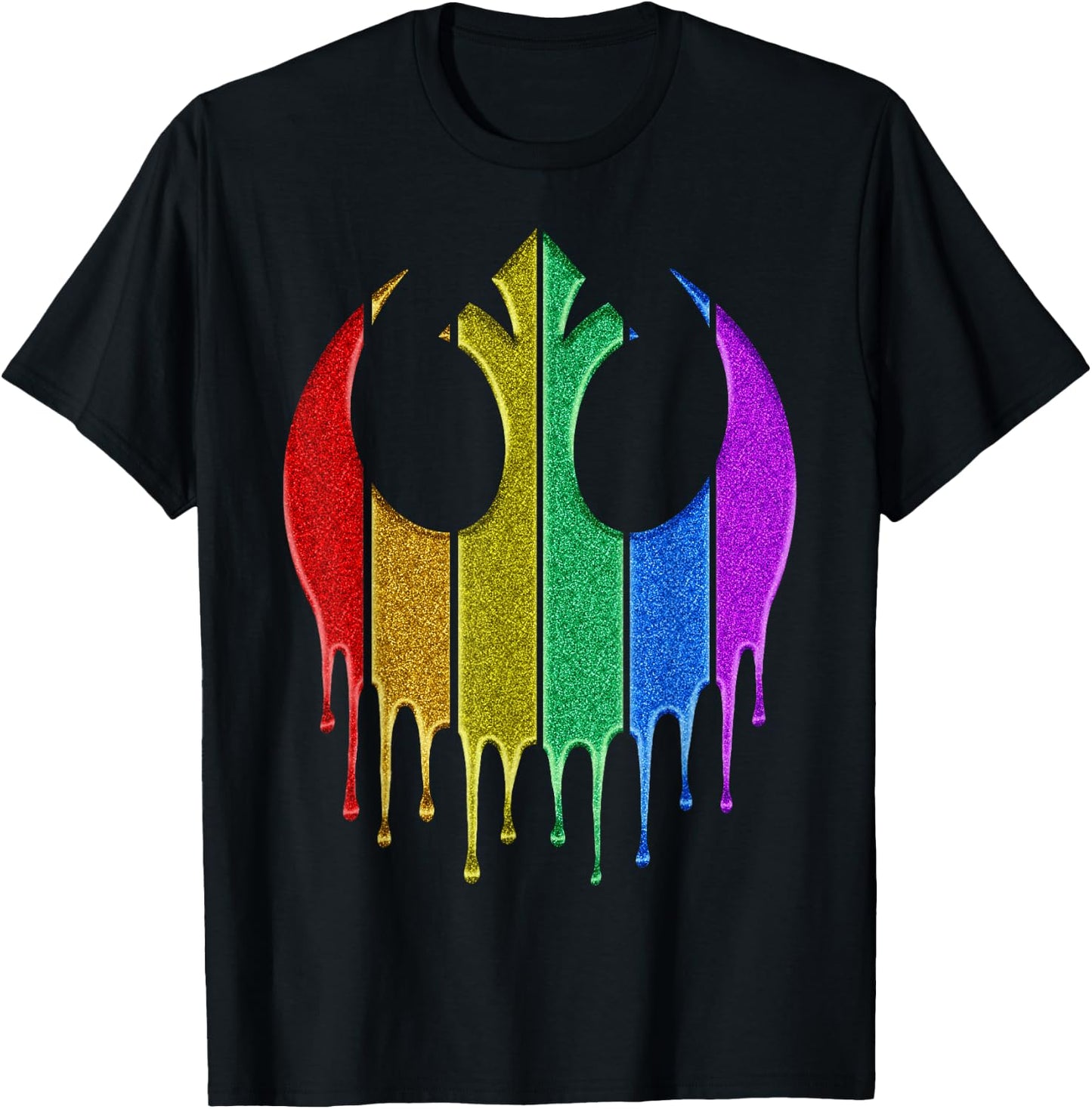 Star Wars Rebel Rainbow Glitter Logo T-Shirt - T-Shirt | Black