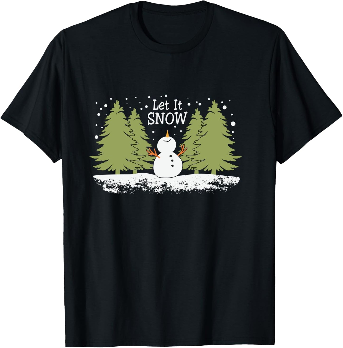 Christmas let it snow snowman winnter xmas apparel T-Shirt - T-Shirt | Black
