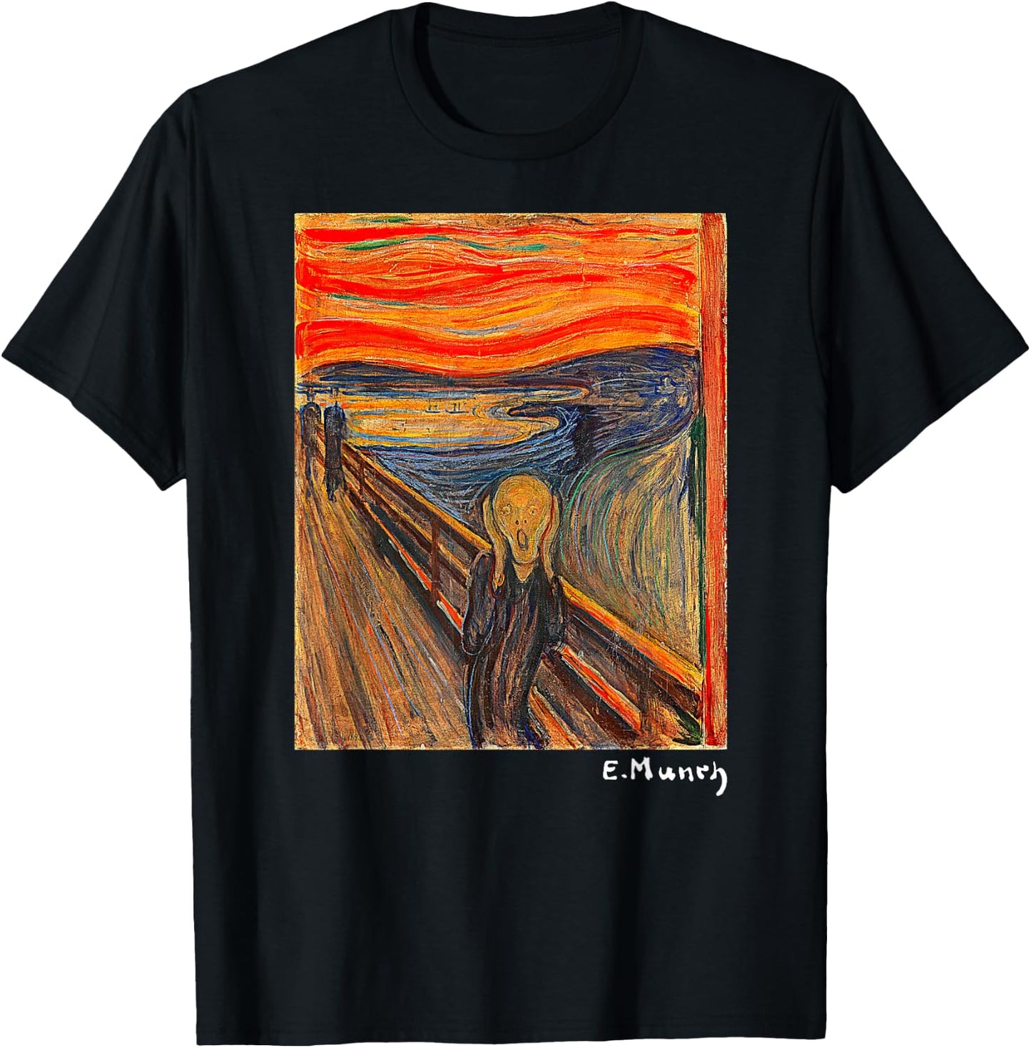 Famous Art The Scream by Munch Artist Painting T-Shirt - T-Shirt | Black