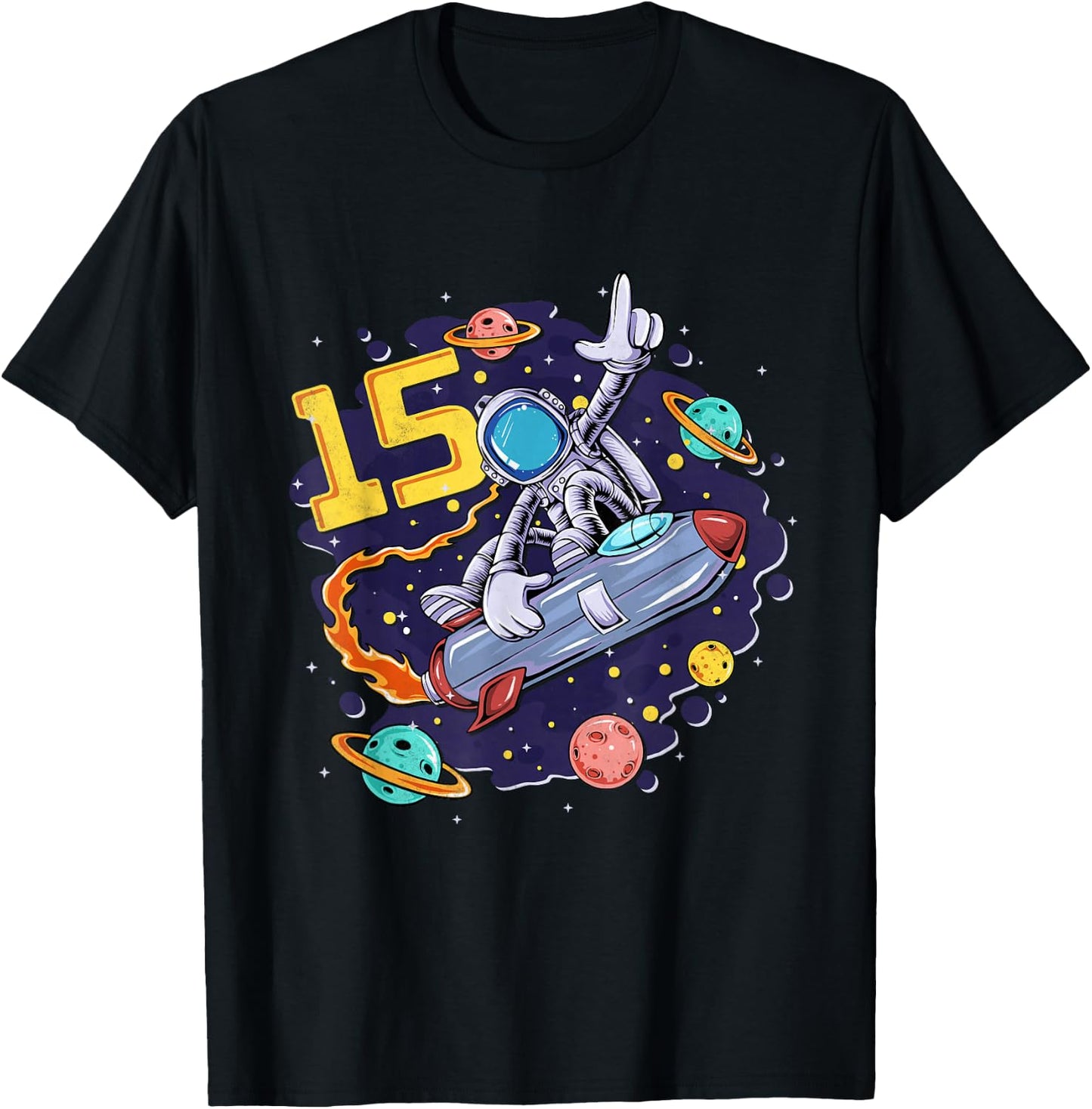 15 Years Old Space Shuttle Astronaut 15th Birthday T-Shirt - T-Shirt | Black