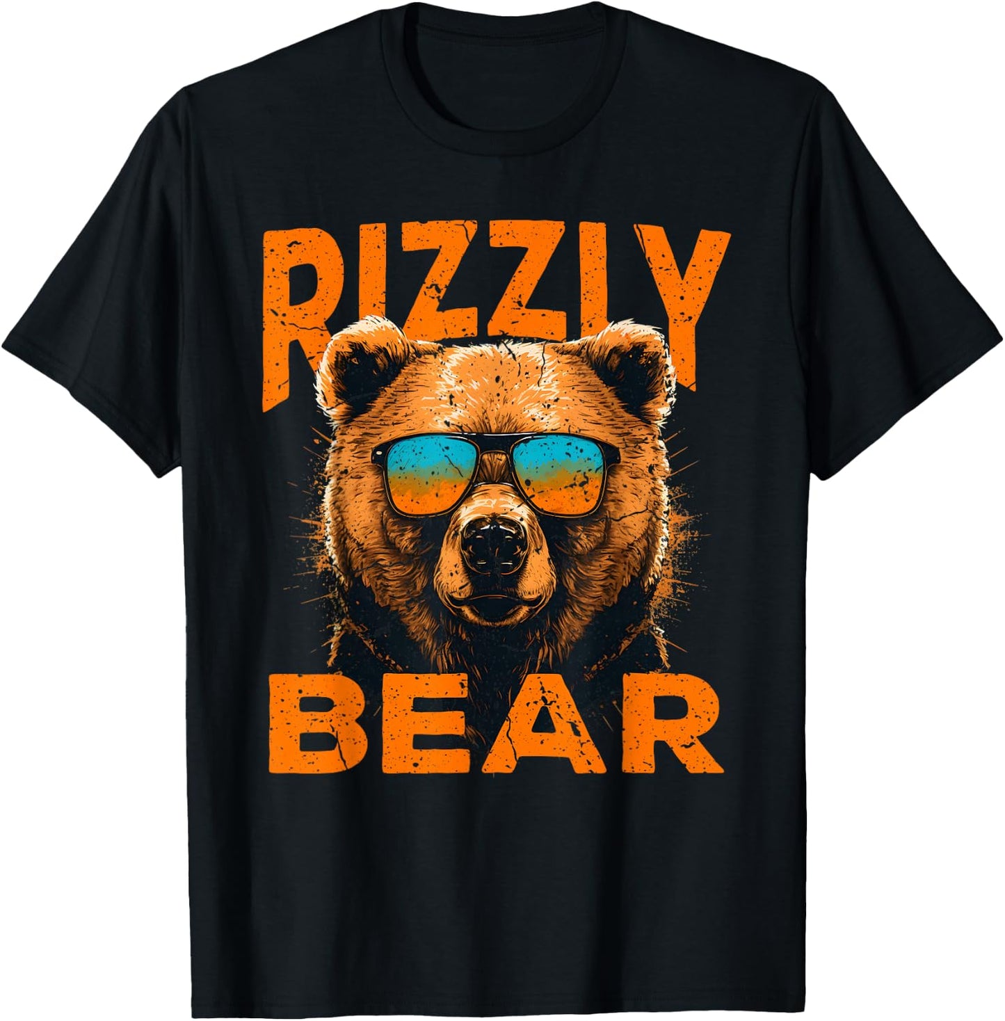 Rizzly Bear Cool Grizzly Bear Wearing Sunglasses Funny Meme T-Shirt - T-Shirt | Black