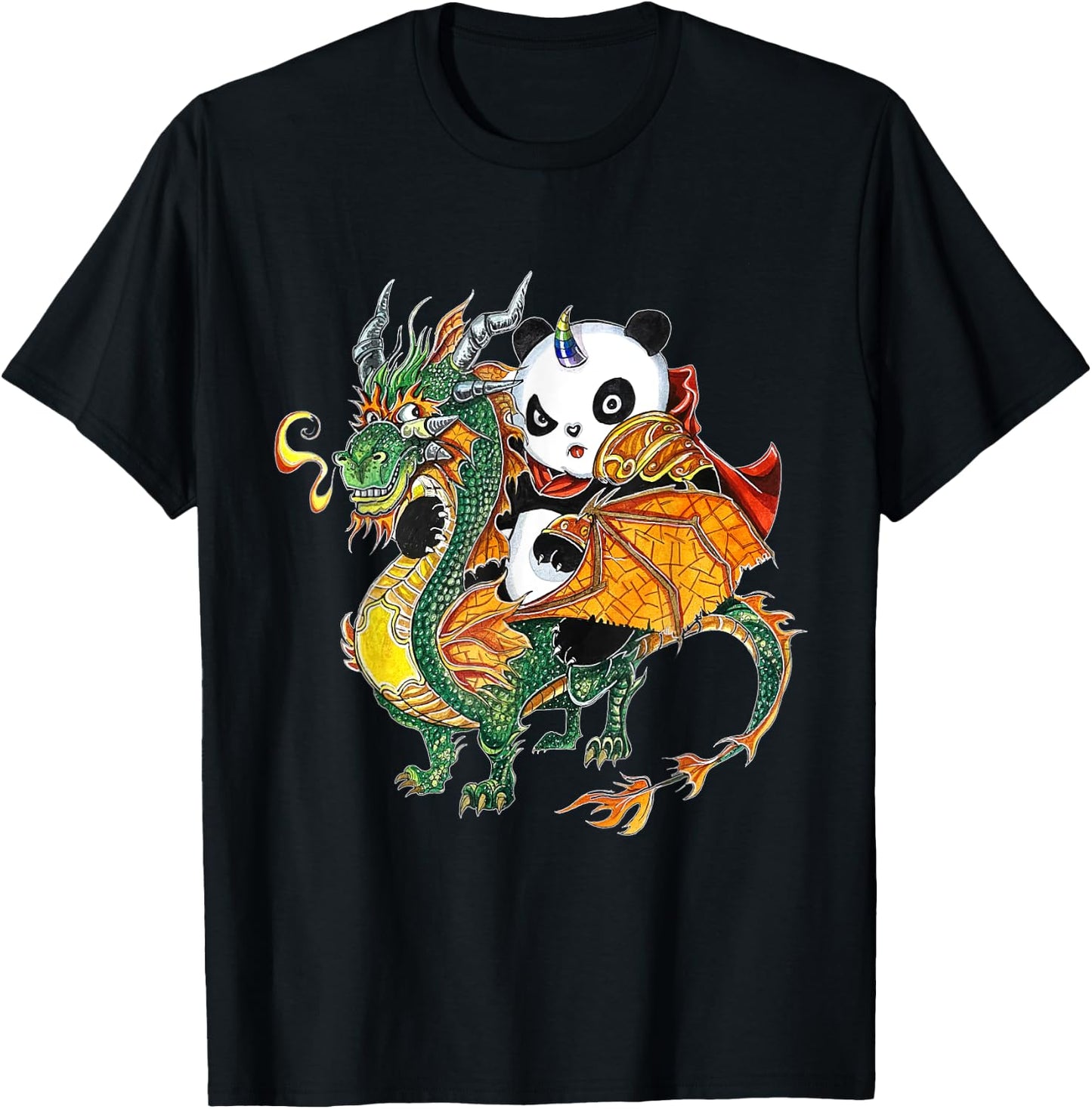 Panda riding Dragon T-Shirt - T-Shirt | Black