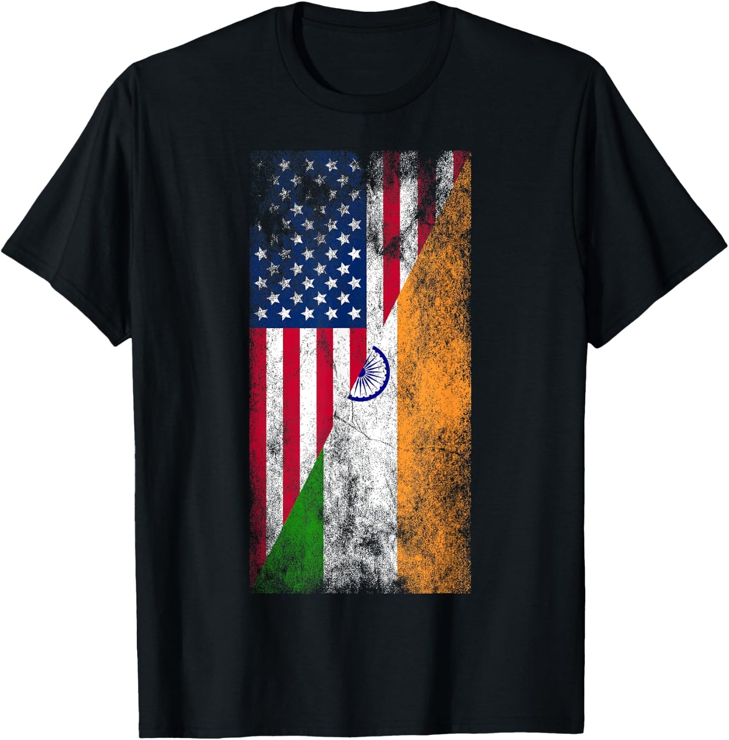USA & India Flags - United States of America, Indian T-Shirt - T-Shirt | Black