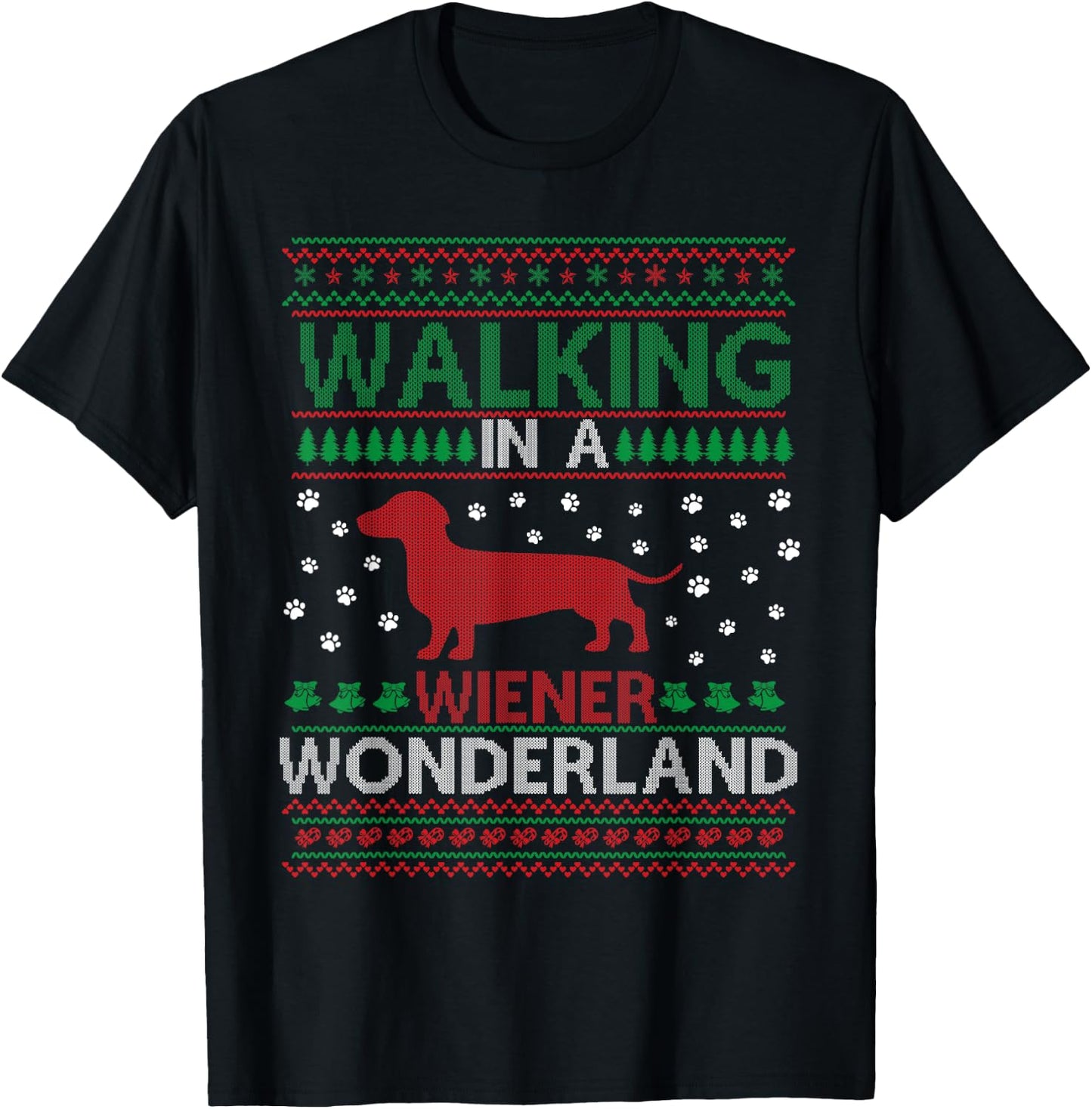 Walking in a Weiner Wonderland Funny Christmas Awesome T-Shirt - T-Shirt | Black