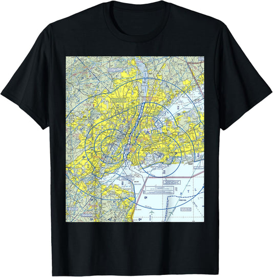 Aeronautical VFR Sectional Chart - New York T-Shirt - T-Shirt | Black