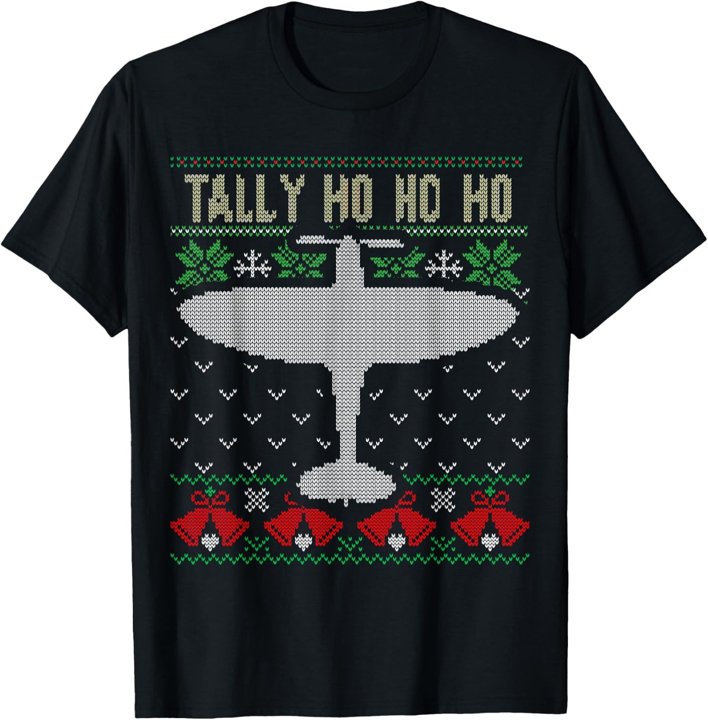 Spitfire Christmas Ugly Jumper Style Airplane Aircraft Plane T-Shirt - T-Shirt | Black