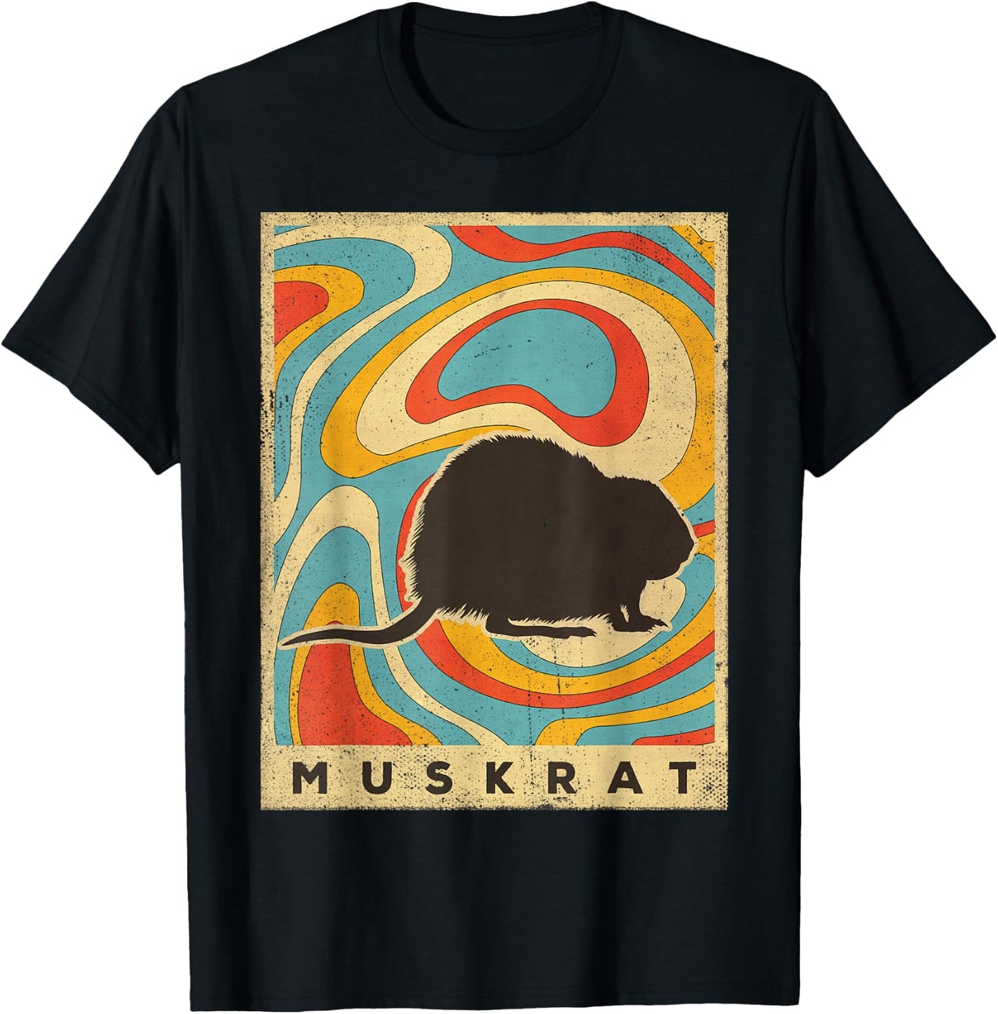 Vintage Muskrat Lover Animal Retro Style T-Shirt - T-Shirt | Black