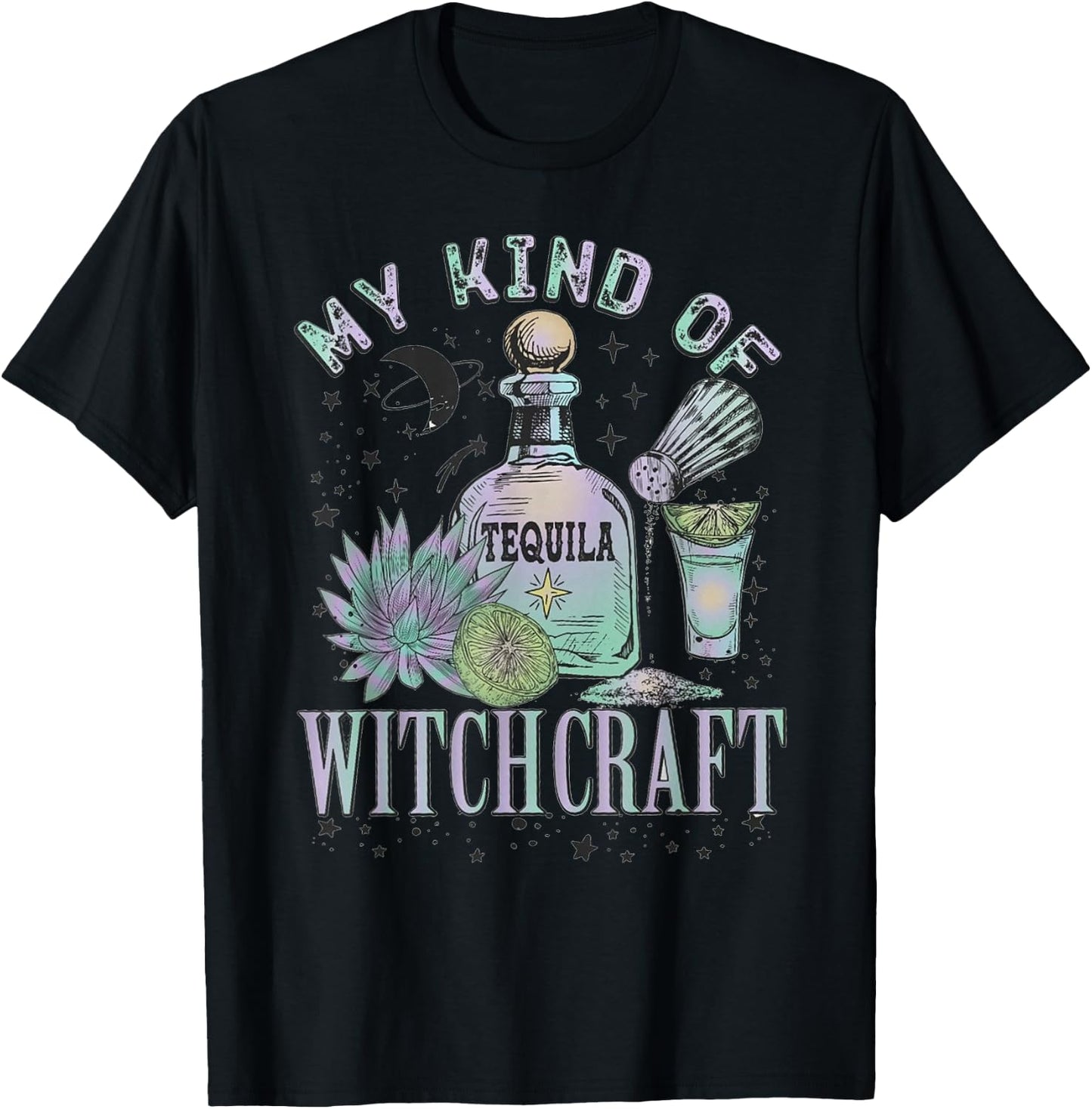 My Kind Of Witchcraft Tequila Funny Halloween T-Shirt - T-Shirt | Black