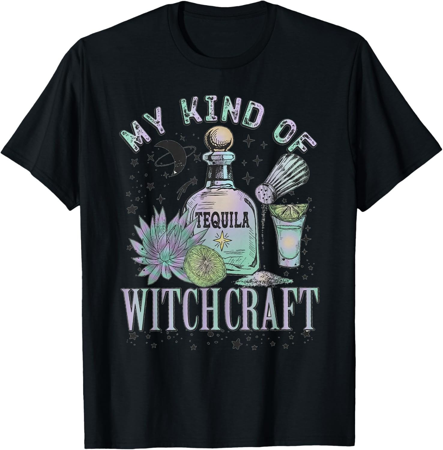 My Kind Of Witchcraft Tequila Funny Halloween T-Shirt - T-Shirt | Black