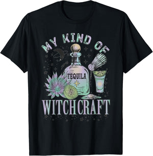 My Kind Of Witchcraft Tequila Funny Halloween T-Shirt - T-Shirt | Black