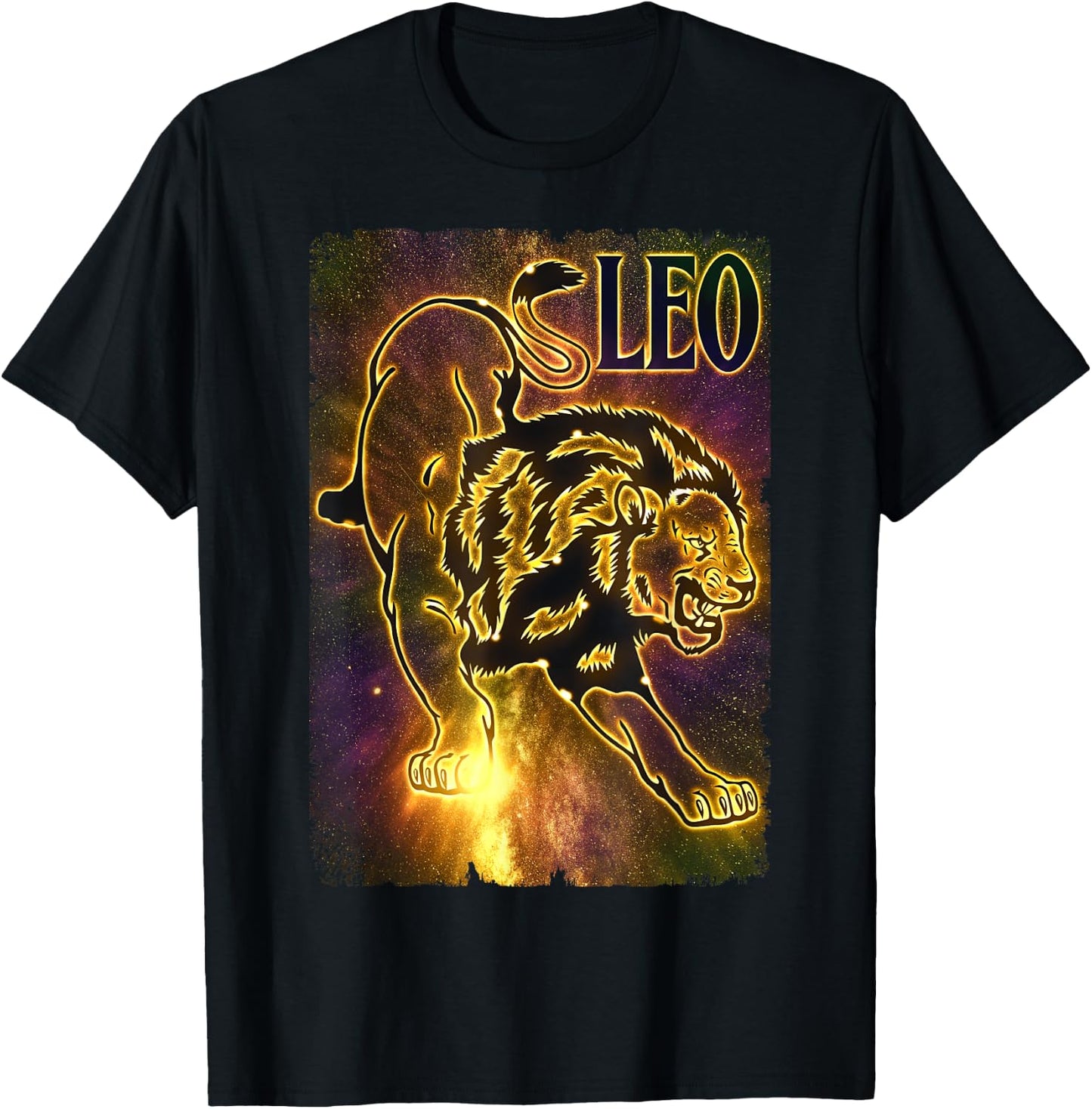 Lion Zodiac Sign Lion Birthday July August T-Shirt - T-Shirt | Black