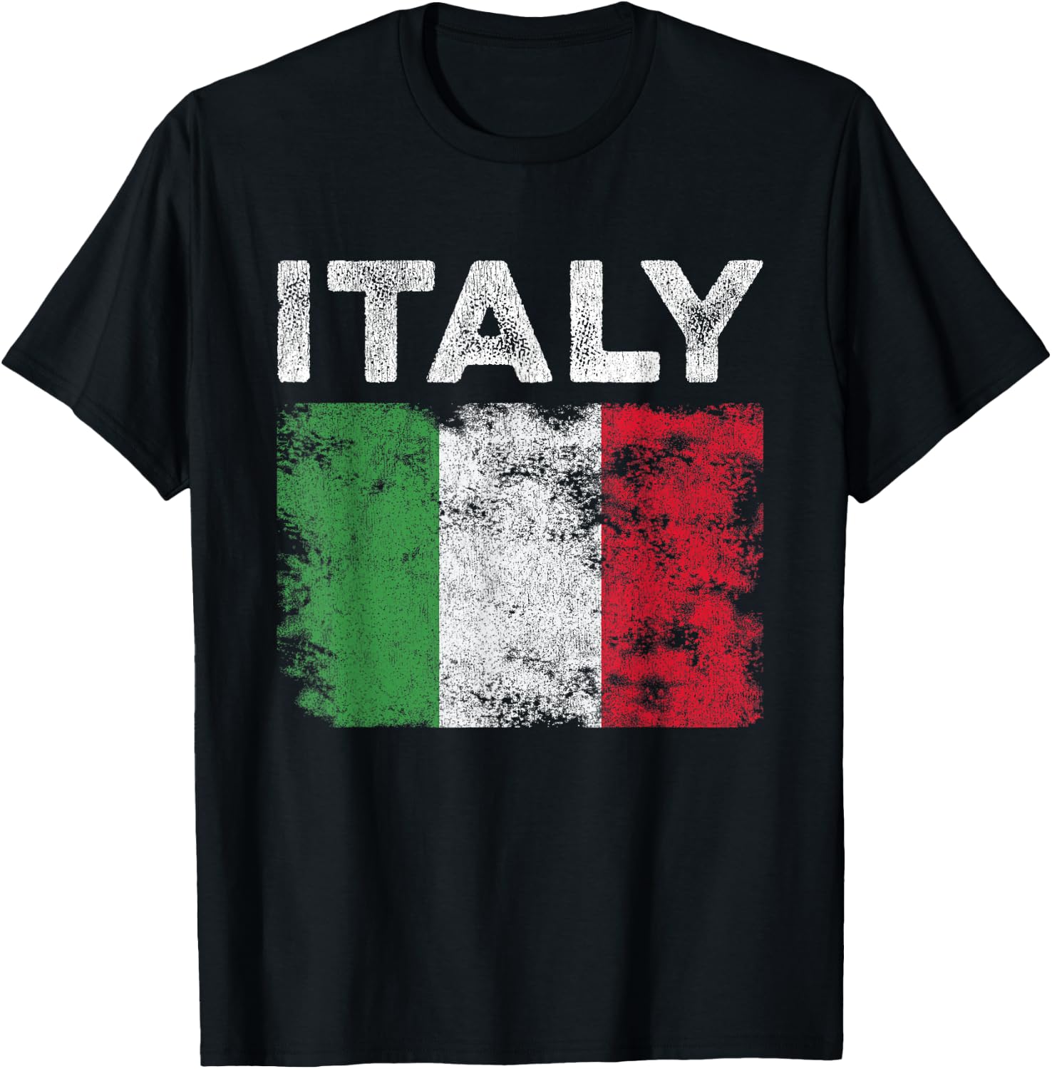 Italy Flag Distressed - Men Women Kids - Italian Flag T-Shirt - T-Shirt | Black