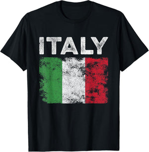 Italy Flag Distressed - Men Women Kids - Italian Flag T-Shirt - T-Shirt | Black