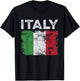Italy Flag Distressed - Men Women Kids - Italian Flag T-Shirt - T-Shirt | Black