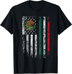 Mexico Flag Shirt Gift 4th Of July USA American Mexican Flag Women Kids Men T-Shirt - T-Shirt | Black