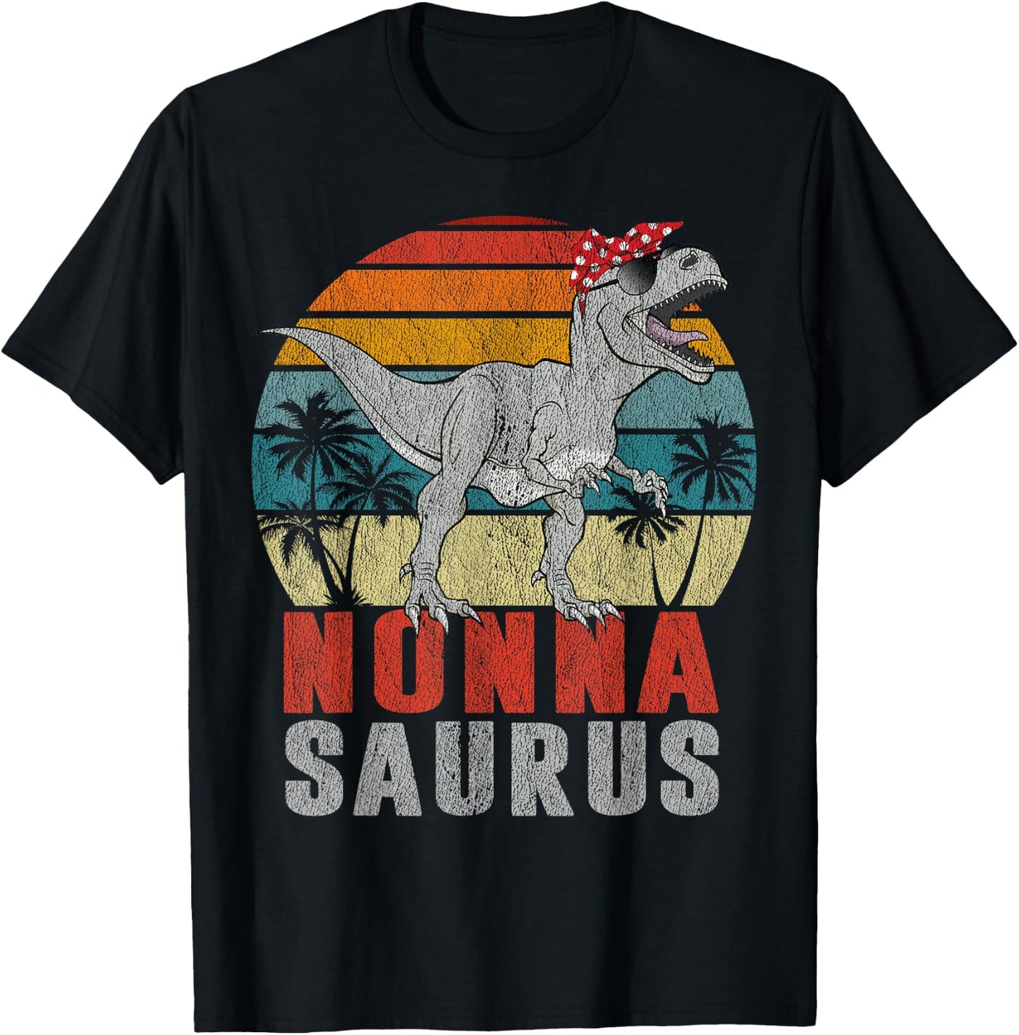 Nonnasaurus T Rex Dinosaur Nonna Saurus Family Matching T-Shirt - T-Shirt | Black