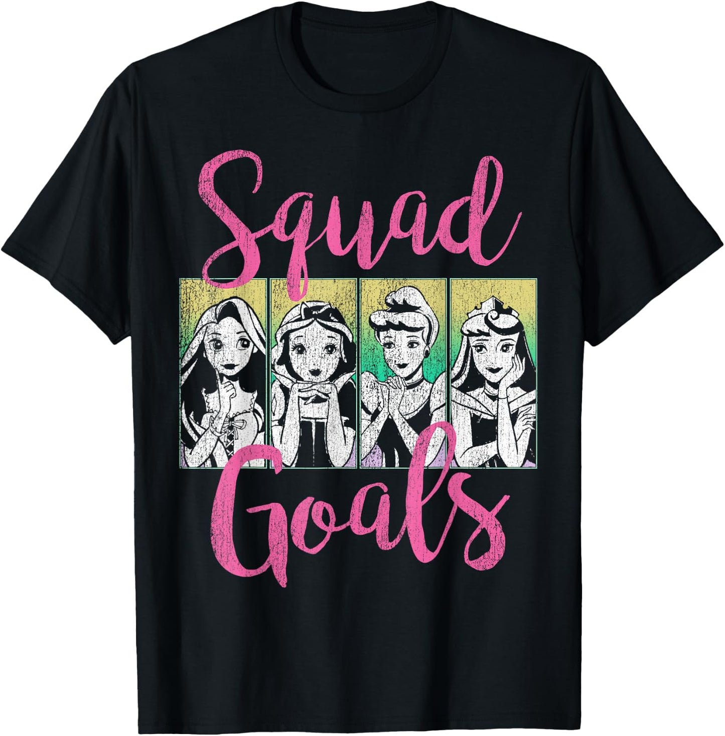 Disney Princess Squad Goals Vintage Group Shot Poster T-Shirt - T-Shirt | Black