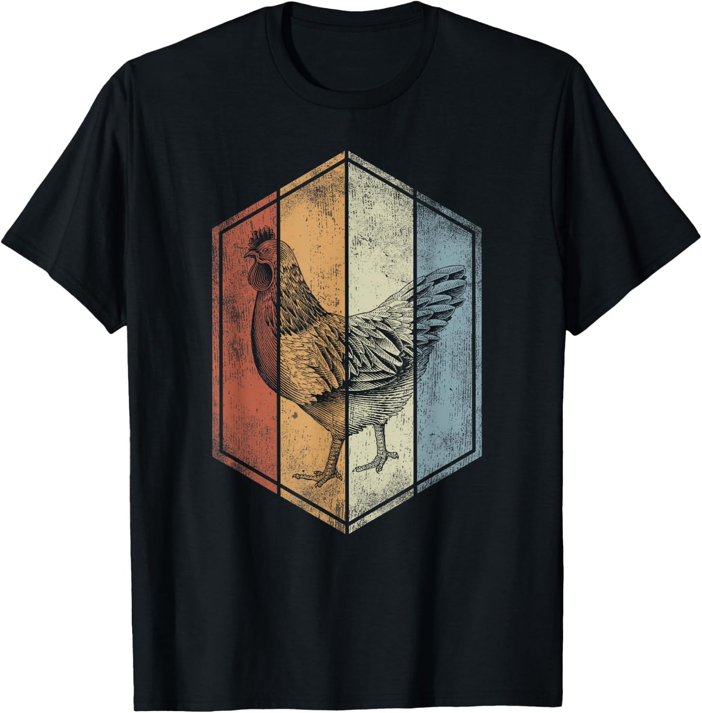 Chicken Retro Vintage Style Farmer Chicken Lover T-Shirt - T-Shirt | Black