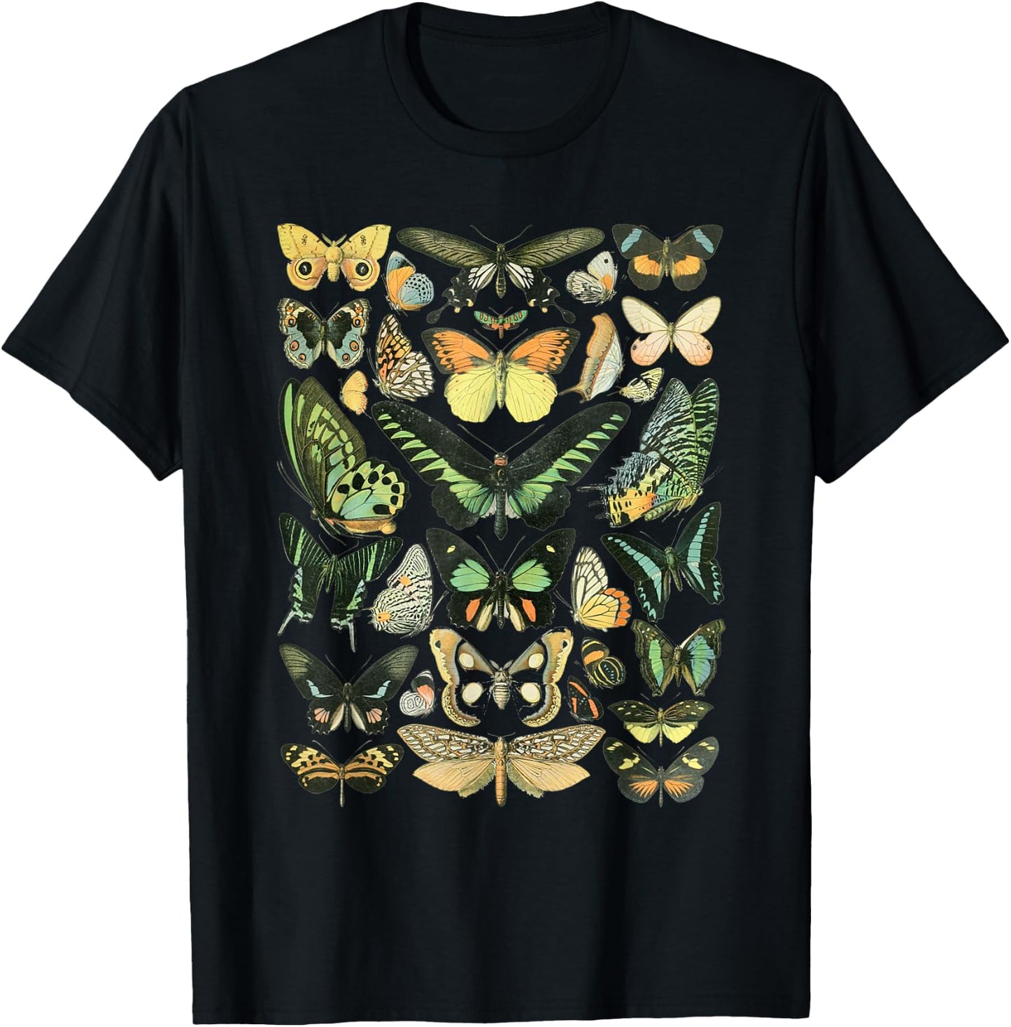Vintage Inspired Butterfly Chart T-Shirt - T-Shirt | Black