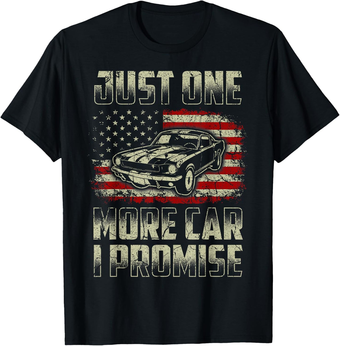Just One More Car I Promise American Flag For Car Lovers Kids Men T-Shirt - T-Shirt | Black