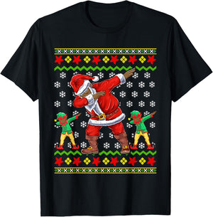 Christmas Black African American Santa Claus T-Shirt - T-Shirt | Black