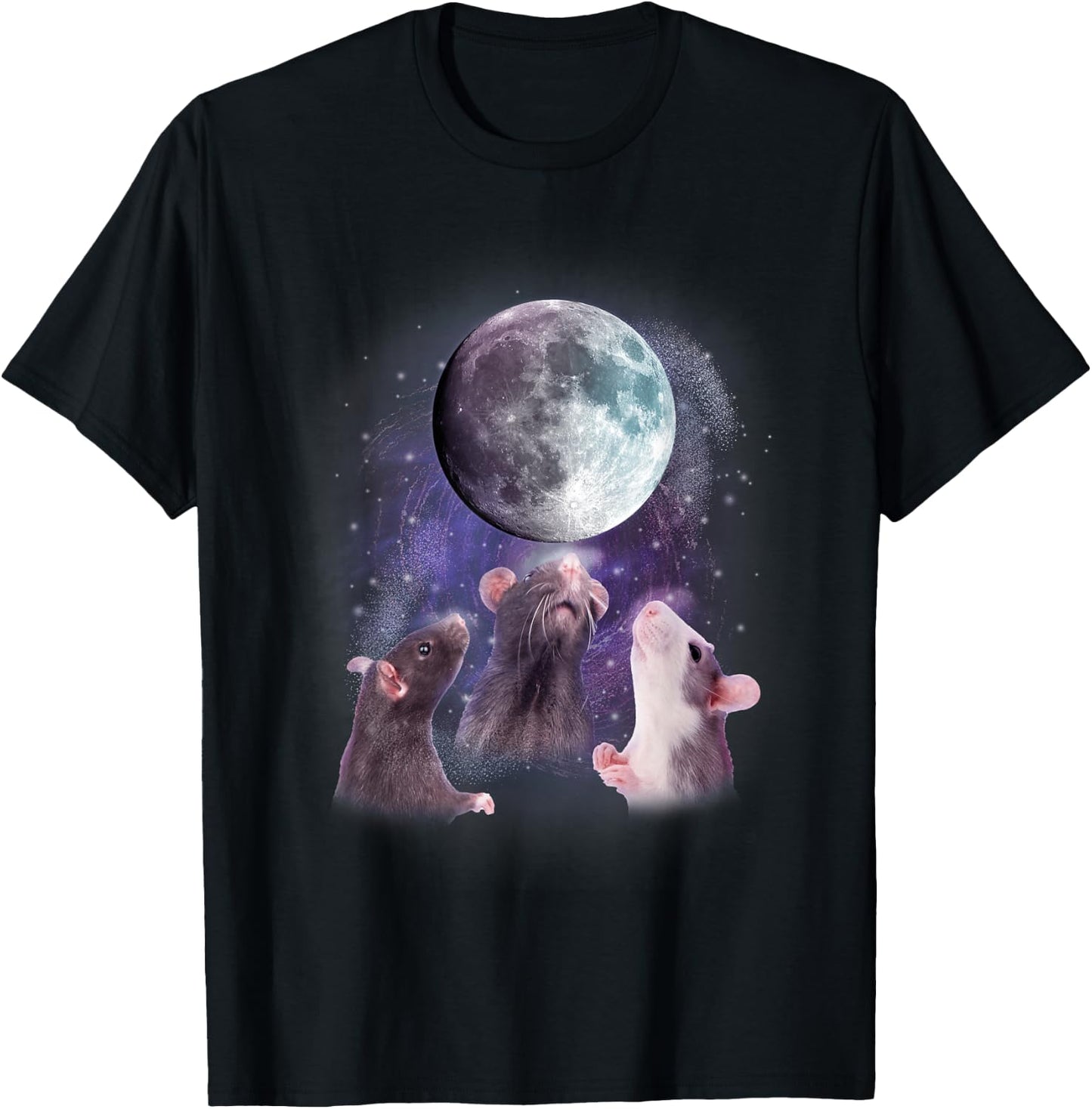 Rats Howling at the Moon Shirt - Funny Rat T-Shirt - T-Shirt | Black