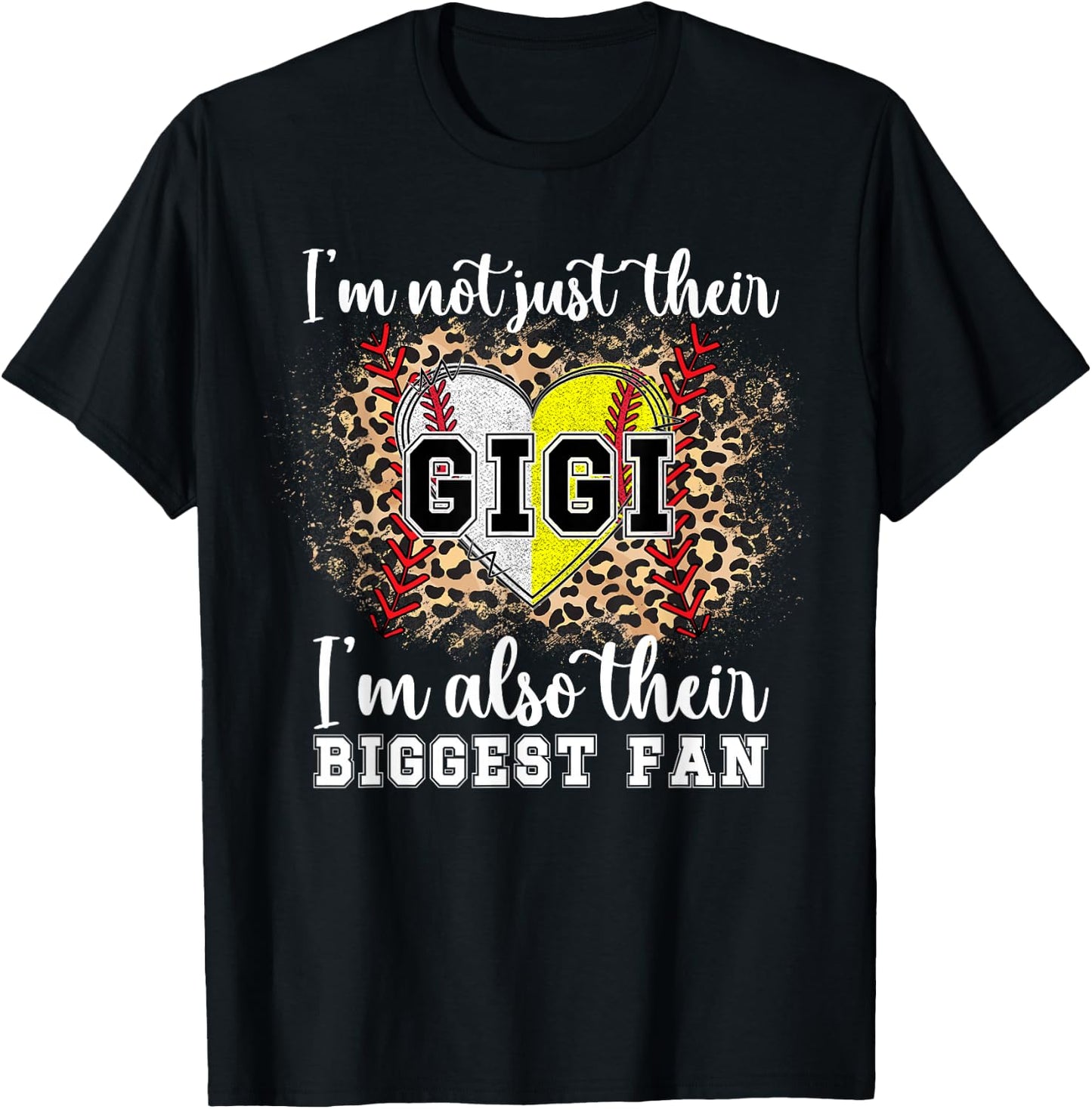 Their Biggest Fan Gigi Softball Baseball Gigi Grandma T-Shirt - T-Shirt | Black