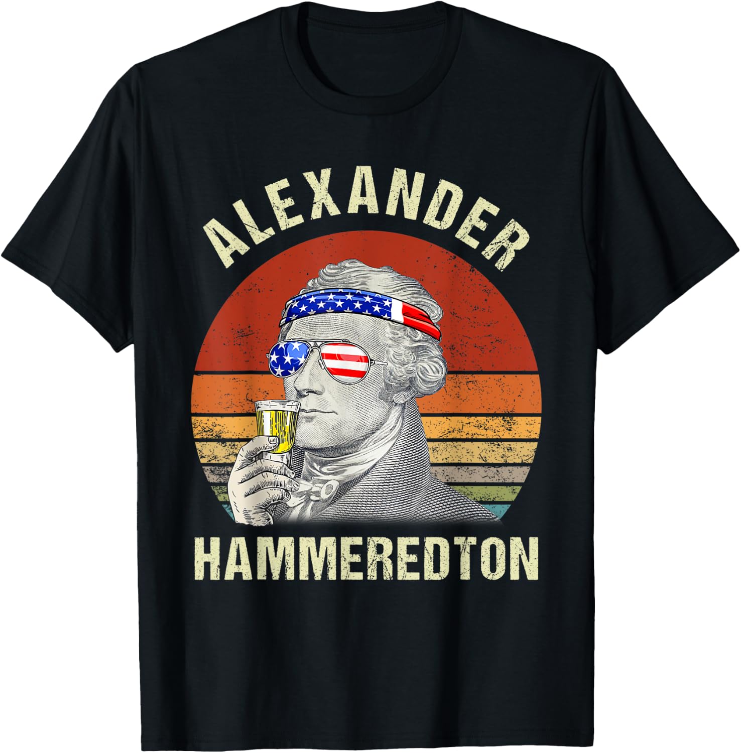 Vintage Alexander Hammeredton Hamiliton Patriotic July 4th Kids Men T-Shirt - T-Shirt | Black