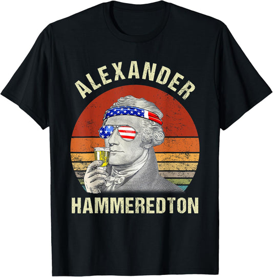 Vintage Alexander Hammeredton Hamiliton Patriotic July 4th Kids Men T-Shirt - T-Shirt | Black