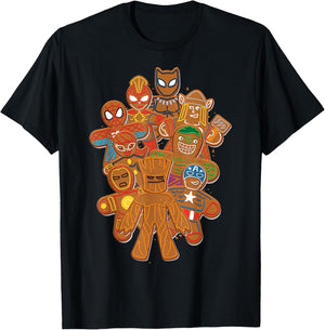 Marvel Avengers Gingerbread Cookies Christmas T-Shirt - T-Shirt | Black