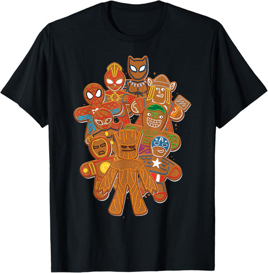 Marvel Avengers Gingerbread Cookies Christmas T-Shirt - T-Shirt | Black