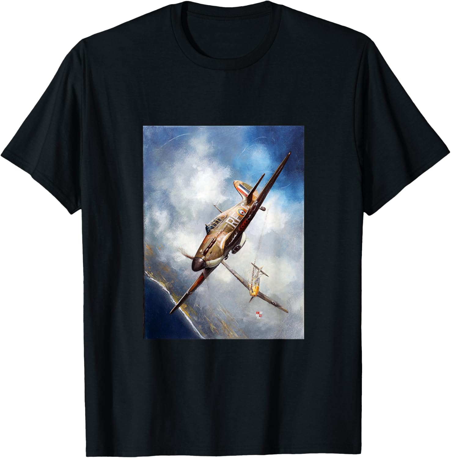 US Art Force LLC Hawker Hurricane Airplane Polish RAF Squadron 303 Black Small Classic Fit Short Sleeve T-Shirt - T-Shirt | Black