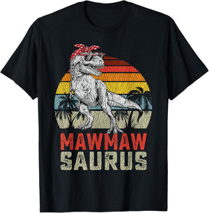 Mawmawsaurus T Rex Dinosaur Mawmaw Saurus Family Matching T-Shirt - T-Shirt | Black