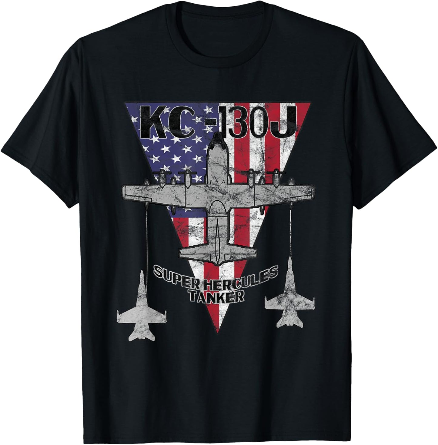 KC-130J Super Hercules Tanker Military Airplane Vintage T-Shirt - T-Shirt | Black