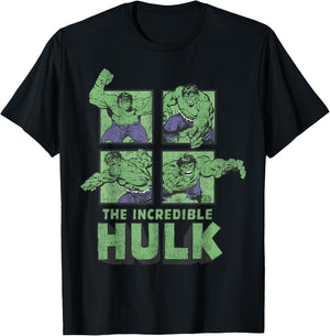 Marvel The Incredible Hulk Action Pose Squares Retro Poster T-Shirt - T-Shirt | Black