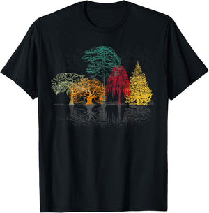 Nature Trees Reflection Outdoor Colourful Forest T-Shirt - T-Shirt | Black
