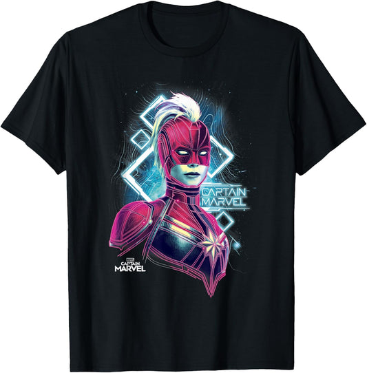 Marvel Captain Marvel Space Glow Neon Graphic T-Shirt - T-Shirt | Black