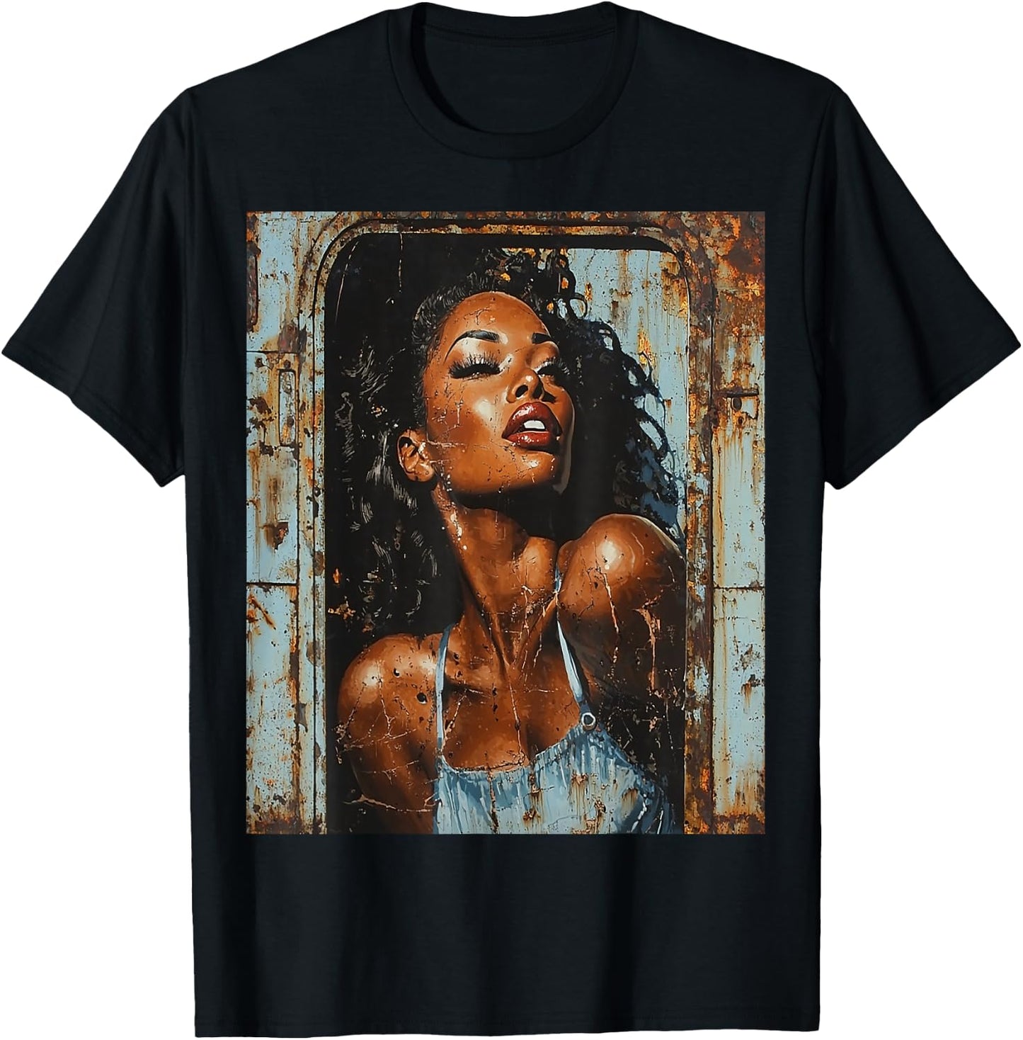 Beautiful Vintage Black Girl Woman Retro Pin Up Model Art T-Shirt - T-Shirt | Black