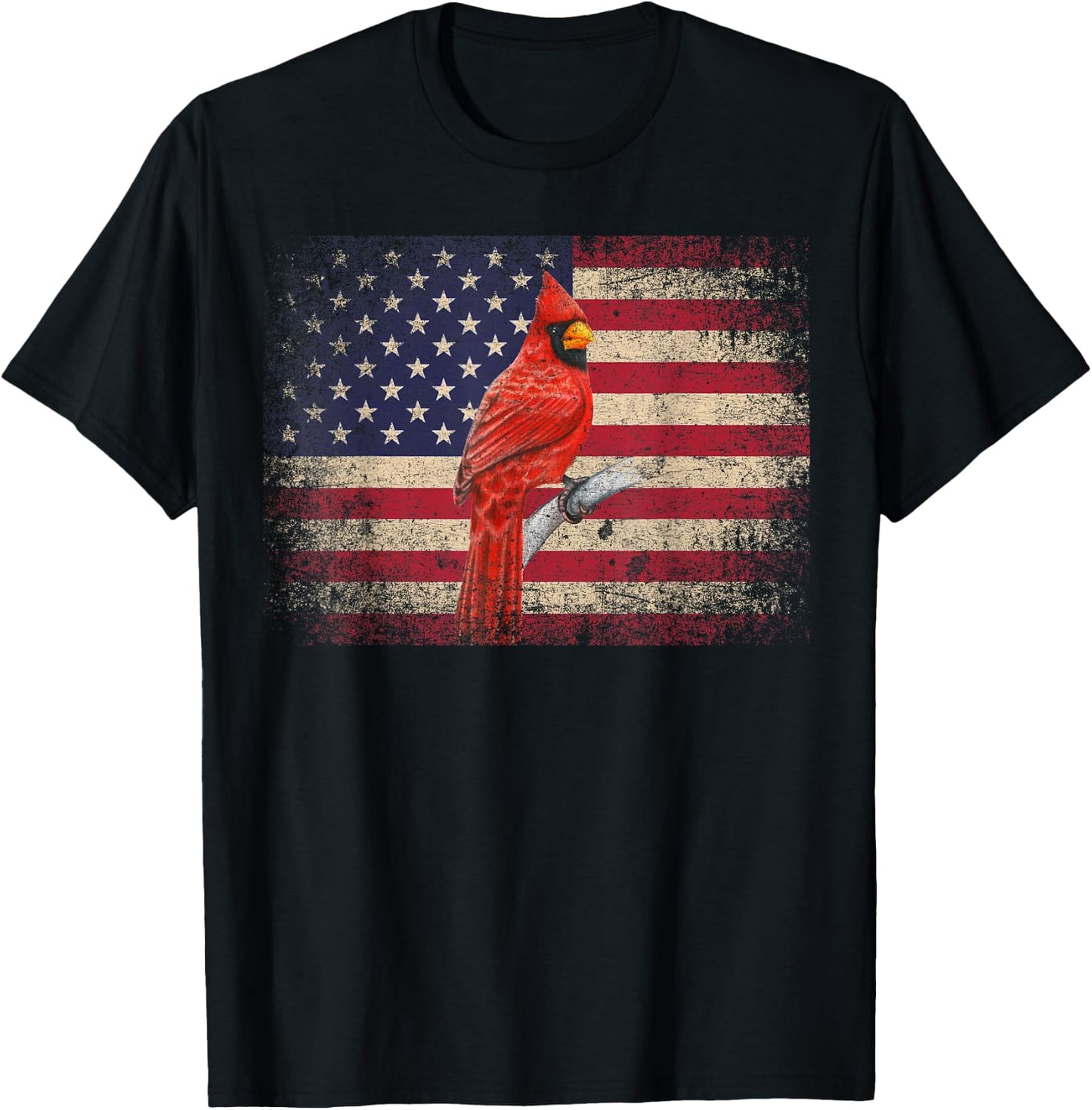 Cardinal Bird 4th of July Gift American Flag USA - America Women Kids Men T-Shirt - T-Shirt | Black