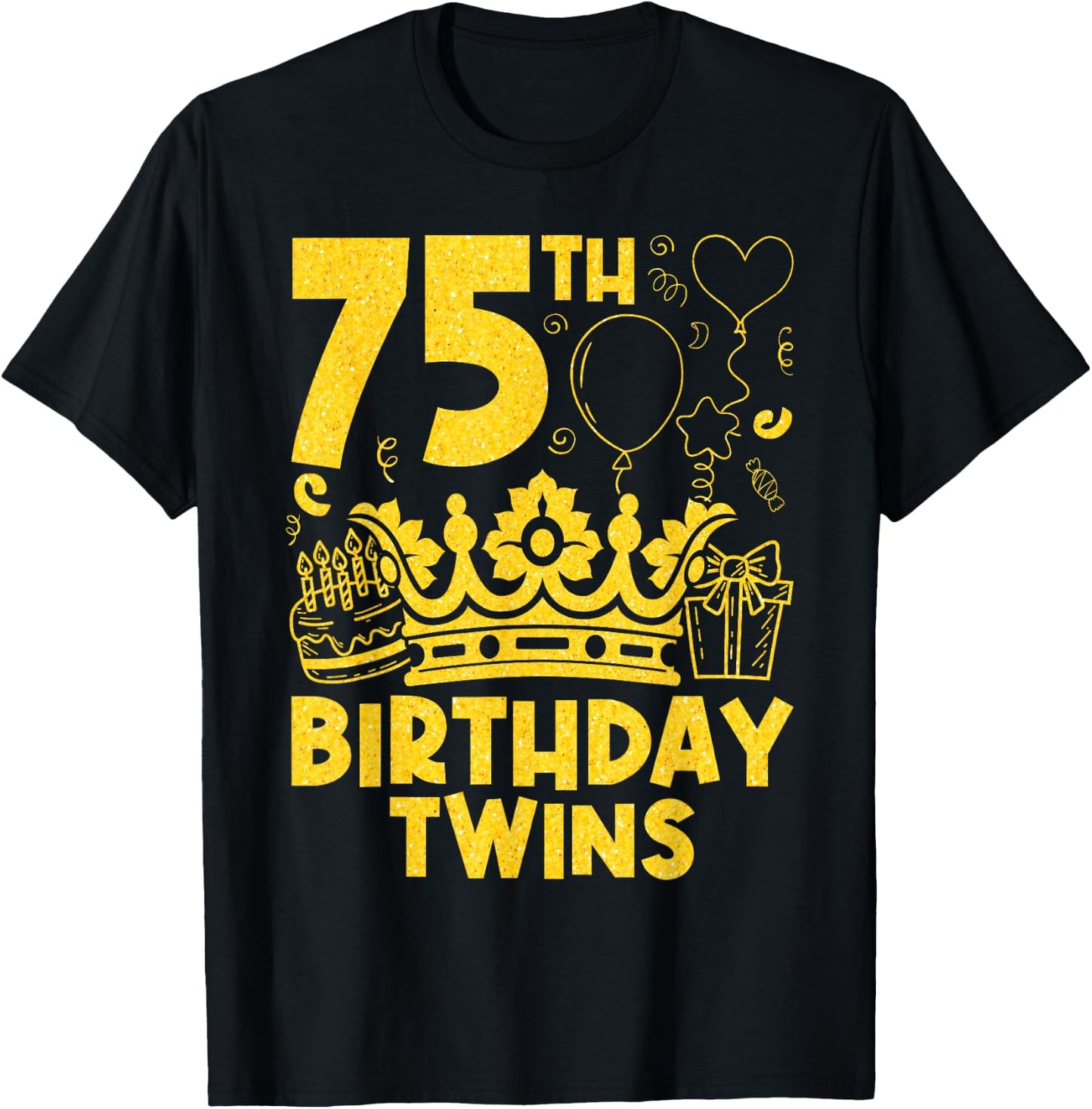 75th Birthday Twins 75 Years Old Twin Brother And Sister T-Shirt - T-Shirt | Black
