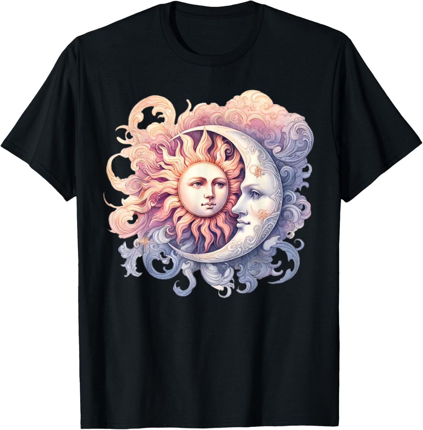 Mystic Sun and Moon Celestial Yin Yang Mystical Aesthetic T-Shirt - T-Shirt | Black
