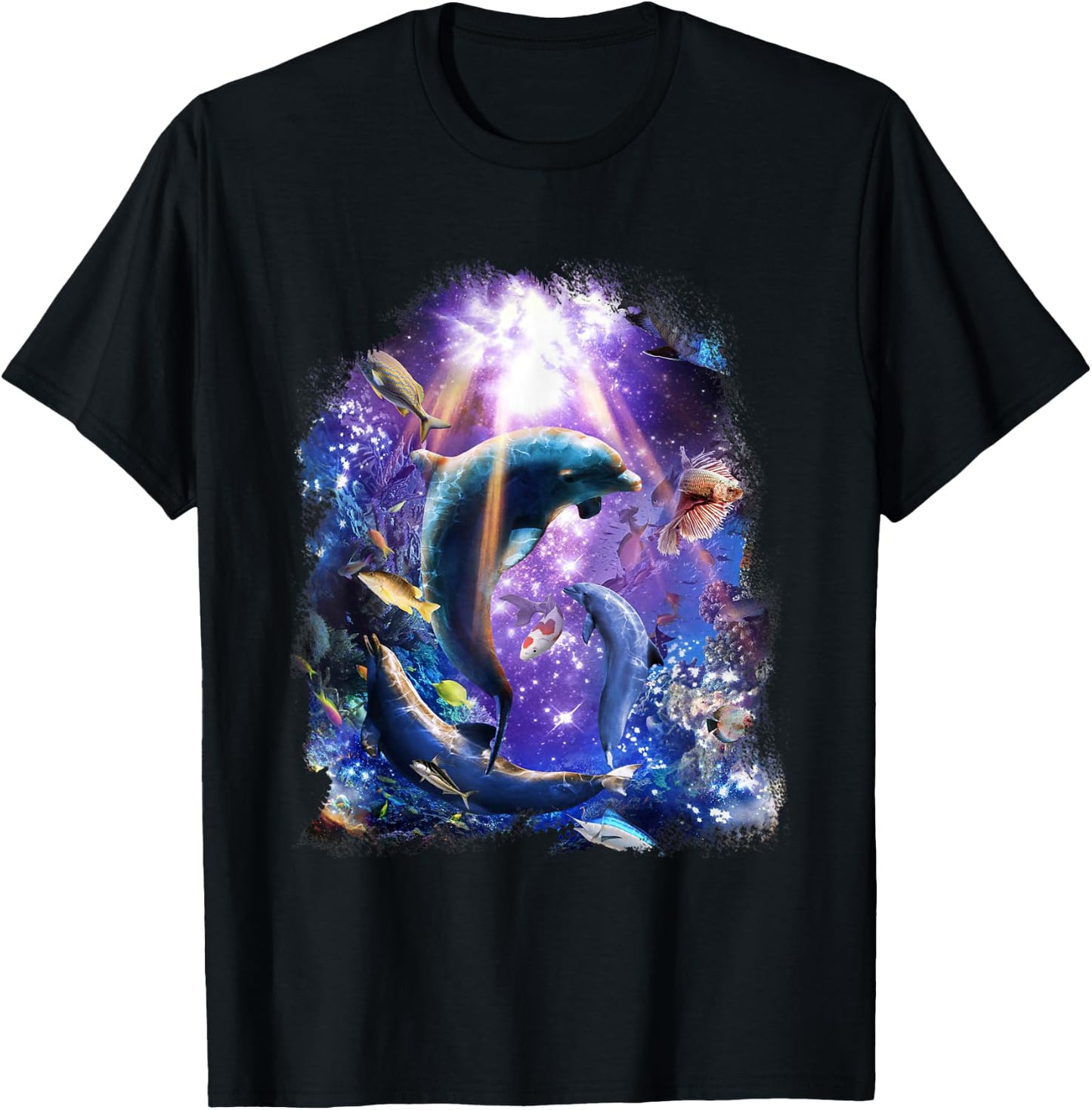 Galaxy Dolphin - Dolphins In Space T-Shirt - T-Shirt | Black
