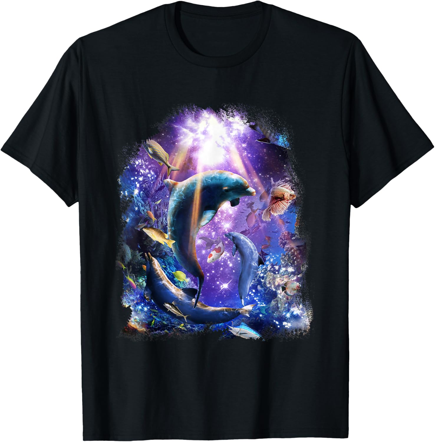 Galaxy Dolphin - Dolphins In Space T-Shirt - T-Shirt | Black