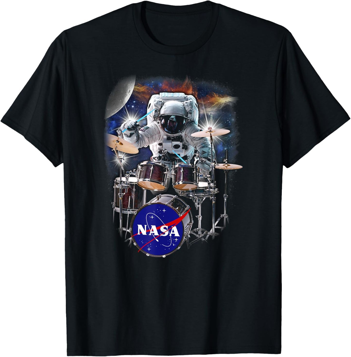 NASA Astronaut Drummer Boy In Space T-Shirt - T-Shirt | Black