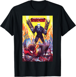 Marvel Spider-Man Miles Morales & Tombstone Comic Book Cover T-Shirt - T-Shirt | Black