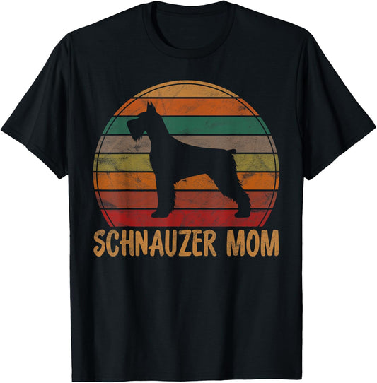 Retro Schnauzer Mom Gift Standard Giant Dog Mother Pet Mama T-Shirt - T-Shirt | Black