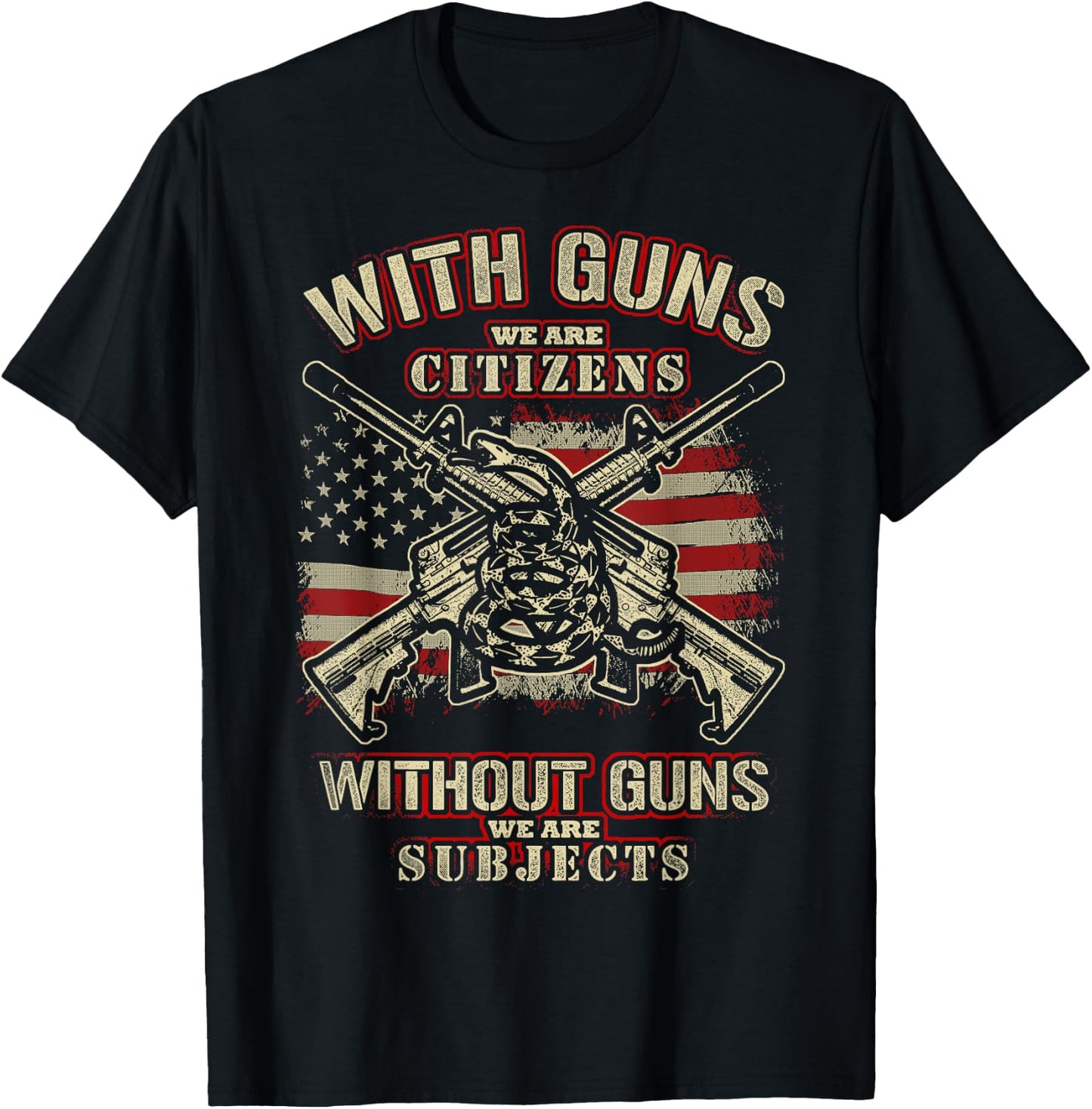 With Guns We Are Citizens , American Flag Shirt Men T-Shirt - T-Shirt | Black