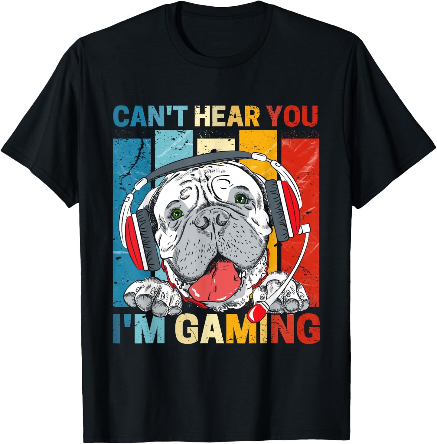 Can't hear you i'm gaming funny Pitbull Video Games Lovers T-Shirt - T-Shirt | Black